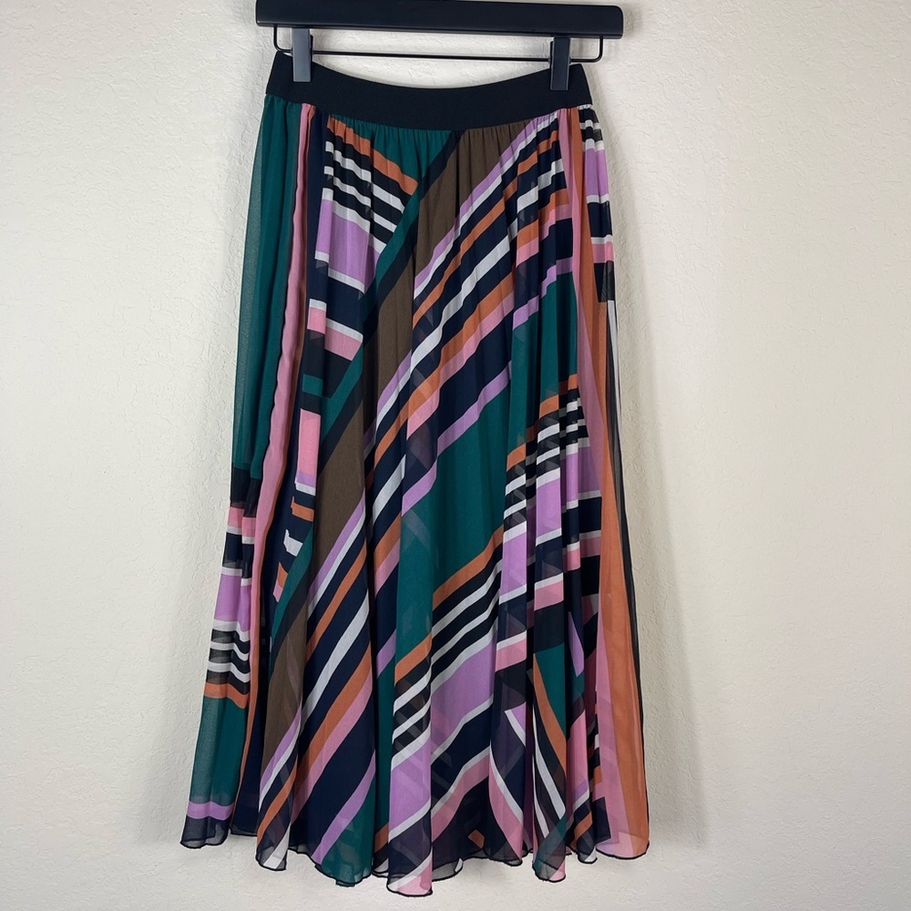 Ba&sh Uhendy Striped Pleated Midi Skirt Multicolor Size Small - Picture 3 of 5